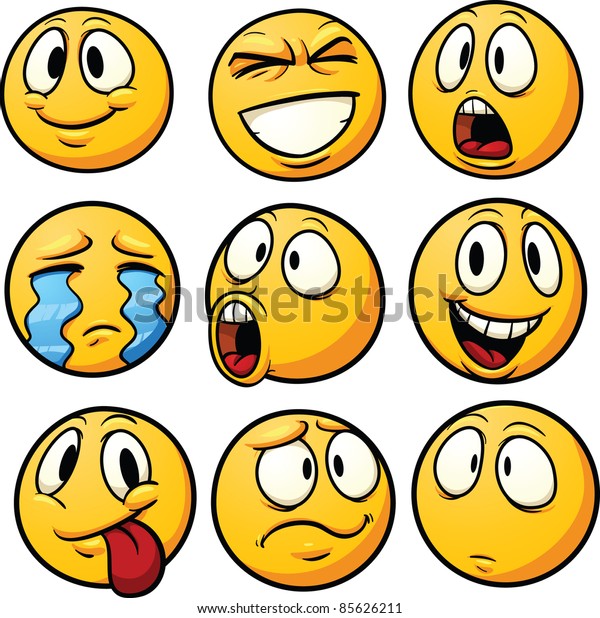 Yellow Cartoon Emoticons Vector Illustration Simple Stock Vector ...