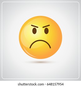 Yellow Cartoon Face Angry People Emotion Icon Flat Vector Illustration