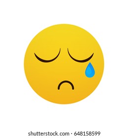 Yellow Cartoon Face Cry Tears People Emotion Icon Flat Vector Illustration