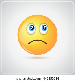 Yellow Cartoon Face Sad Negative People Emotion Icon Flat Vector Illustration