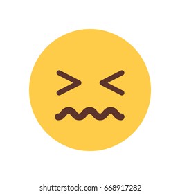 Yellow Cartoon Face Sad Upset Emoji People Emotion Icon Flat Vector Illustration