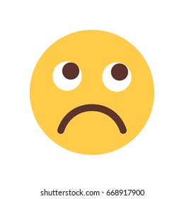 Yellow Cartoon Face Sad Upset Emoji People Emotion Icon Flat Vector Illustration