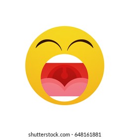 Yellow Cartoon Face Screaming People Emotion Icon Flat Vector Illustration