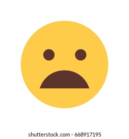 Yellow Cartoon Face Shocked Emoji People Emotion Icon Flat Vector Illustration