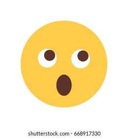 Yellow Cartoon Face Shocked Emoji People Emotion Icon Flat Vector Illustration