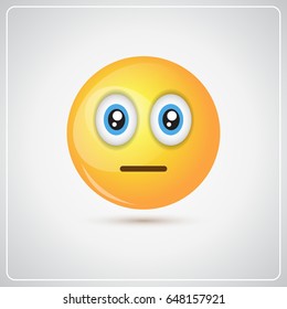 Yellow Cartoon Face Shocked People Emotion Icon Flat Vector Illustration