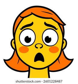 A yellow cartoon face with wide eyes and an open mouth, expressing shock or fear