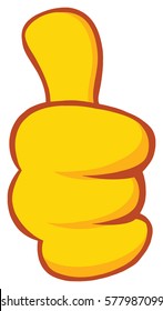 Yellow Cartoon Hand Giving Thumbs Up Gesture. Vector Illustration Isolated On White Background