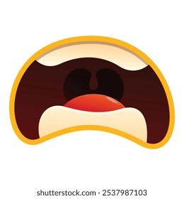 Yellow cartoon mouth shouting with a wide open mouth, a funny element for your designs