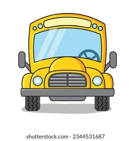 yellow cartoon School Bus front view vector illustration