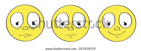 Yellow Cartoon Smiley Emoticon Face Set Stock Vector (royalty Free 