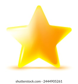Gelber Zeichentrickstar. Sternsymbol. Vektorillustration isoliert auf weißem Hintergrund.
