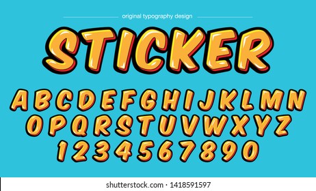 Yellow Cartoon Sticker Style Typography Design