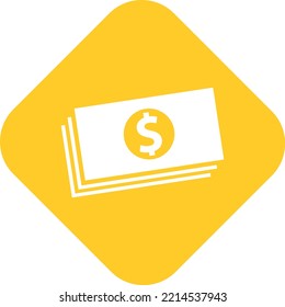 Yellow Cash Doller Sign Icon Vector