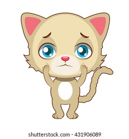 Yellow cat being worried
