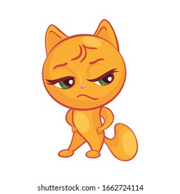 YELLOW CAT CHARACTER EXPRESSING CONTEMPT, DISRESPECT