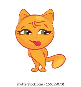 YELLOW CAT CHARACTER EXPRESSING CRAFTINESS, CUNNING