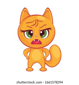 YELLOW CAT CHARACTER EXPRSSING  IRRITATION, ANGER