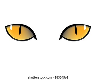 yellow cat eyes in black background