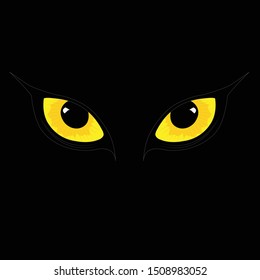 Yellow Cat Eyes Mysterious Watching