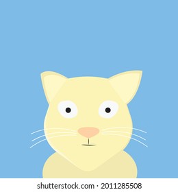 yellow cat face on light blue background
