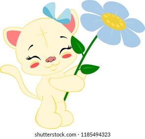 Yellow cat with flower