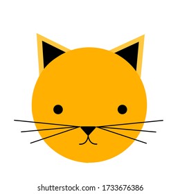 Yellow Cat head icon with white ground
