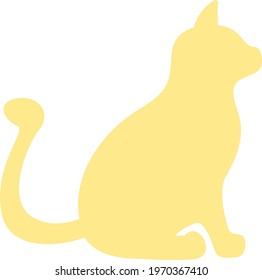 Yellow cat, icon illustration, vector on white background