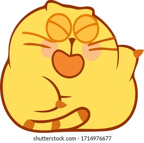 yellow cat is laughing. Minimalism Vector Graphics