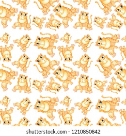 Yellow cat seamless pattern illustration