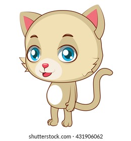 Yellow cat standing upright