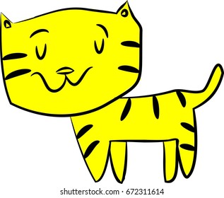 Yellow cat standing vector illustration 