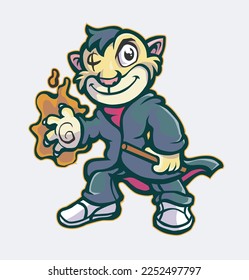 Yellow cat witcher mascot 2023