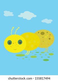 Yellow caterpillar cartoon