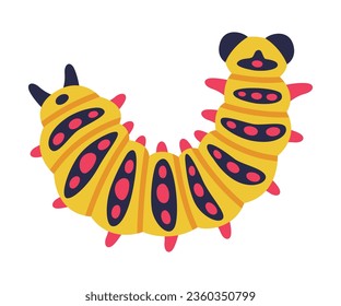 Gelbe Caterpillar als Larval Stage des Insektenkrabbelns und der Creeping Vector Illustration