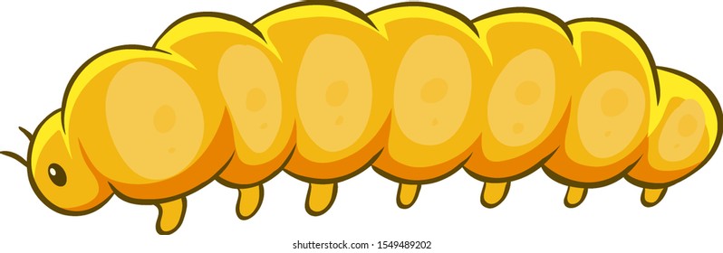 Yellow caterpillar on white background illustration