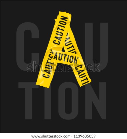 yellow cation tape forming caution word illustration
