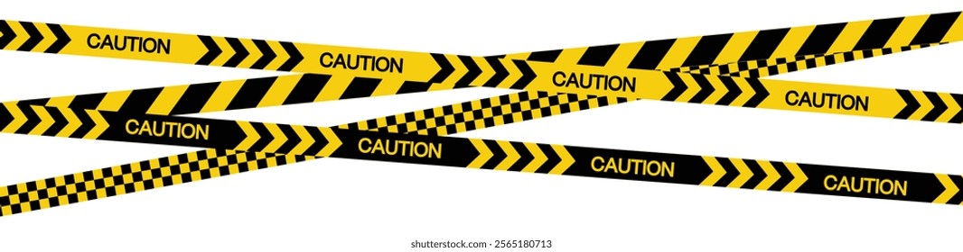 Yellow caution cross line tape. vector illustration
