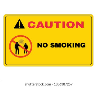 Yellow caution Message Board, message No SMOKING, Not Allowed Sign, vector illustration.