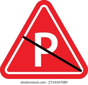 Advertencia amarilla sobre el icono de estacionamiento, símbolo triangular de advertencia de tráfico para la regulación vial, aviso de restricción del vehículo y conciencia de seguridad