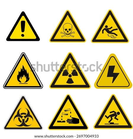 Yellow Caution Sign Board – Safety Warning Symbol, Hazard Alert, Industrial Precaution Signage