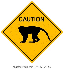 
Yellow caution sign with monkey