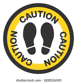 Yellow caution signs for indicate standing position, Keep zone and set position in elevator to prevent the spread of coronavirus (COVID-19), Social Distancing Concept, New normal hygiene concept.