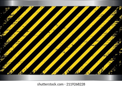 Yellow caution stripe background with metal steel and grunge. Grunge yellow caution stripe vector illustration
