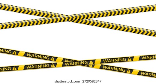 Gelbes Warnband mit sich wiederholenden schwarzen Gefahrenstreifen, einzeln auf transparentem PNG, geeignet zur Kennzeichnung gefährlicher Bereiche, Baustellen, verbotener Zugangsräume und Sicherheitsauslegungszusammensetzungen