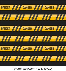 Yellow caution tape or warning tape. Stripe tape danger police line