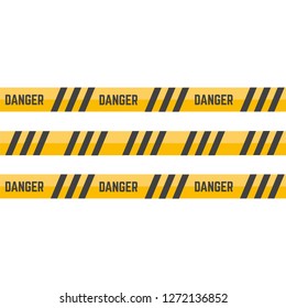 Yellow caution tape or warning tape. Stripe tape danger police line