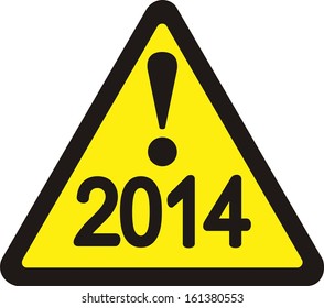 Yellow cautionary road sign 2014