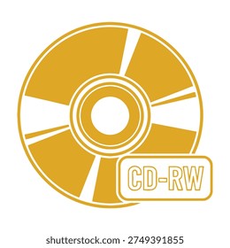 Yellow cd rw disc icon with white background and simple design for data storage and music representation