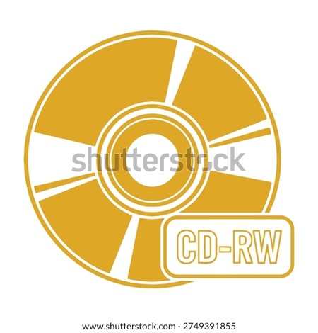 Yellow cd rw disc icon with white background and simple design for data storage and music representation